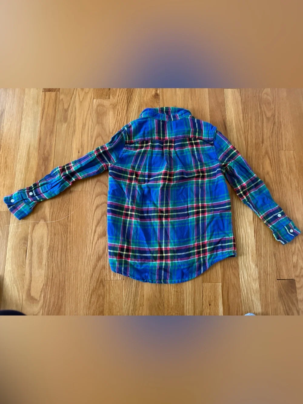 Ralph Lauren Blue and Green Plaid Button-Down Shirt - Boys 7